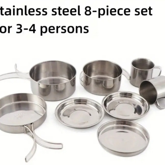 ☆Outdoor Stainless Steel 8pcs Cooking Set☆Small Camping Portable & Convenient☆ - Picture 2 of 9